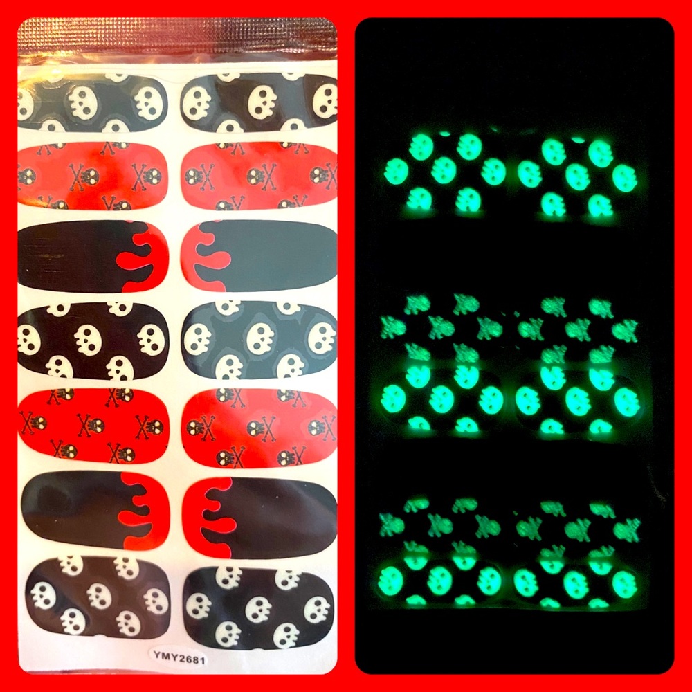 🆕 Nail Wraps/Stickers Halloween 🎃 🐈‍⬛-Glow in the Dark